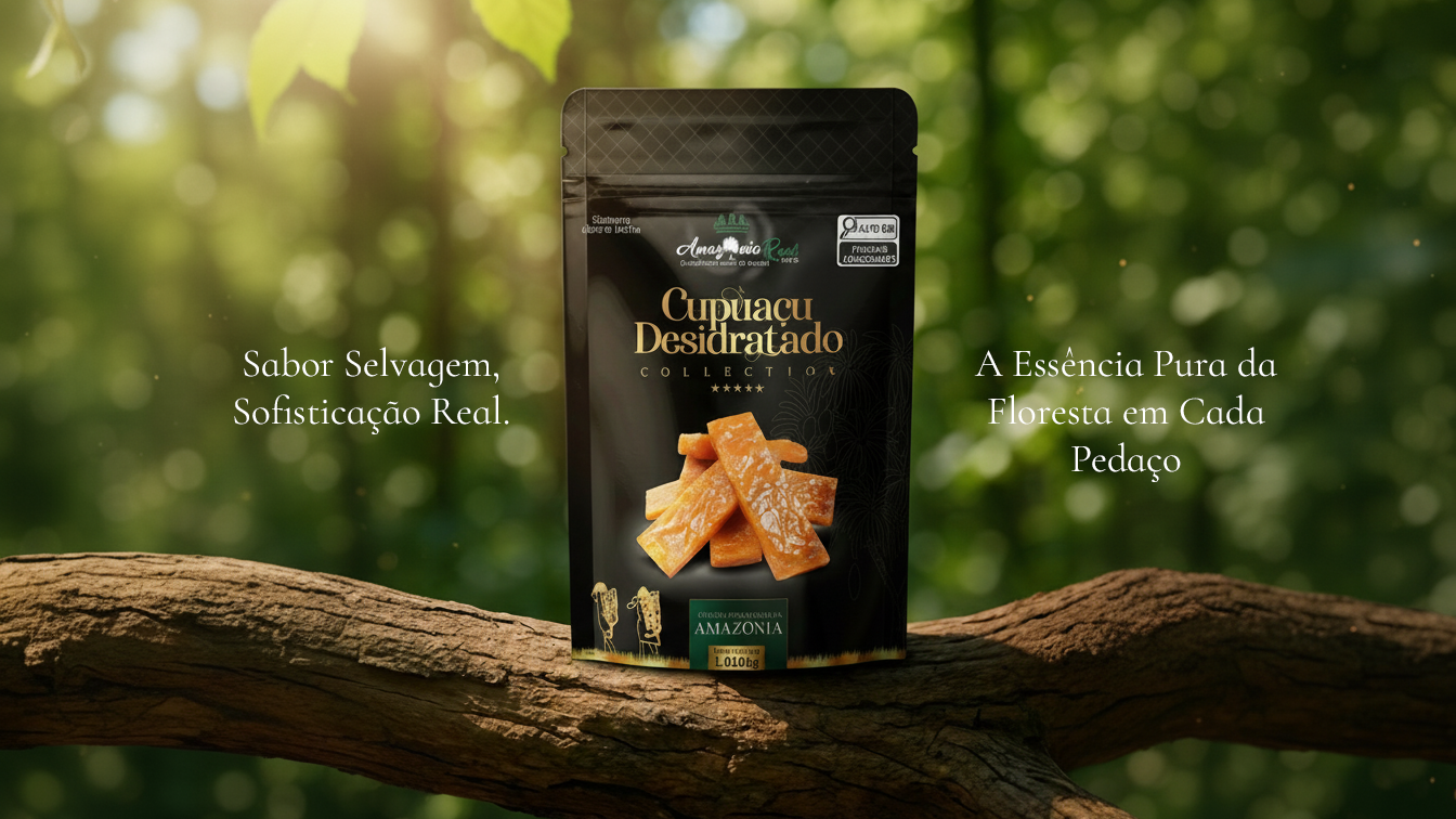 Banner Cupuaçu Desidratado Amazônia Real Nuts — Sabor Selvagem, Sofisticação Real